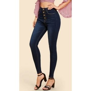 High waisted button down jeans